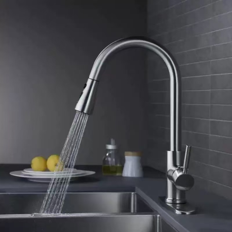 Side-Opening Single-Handle Pull-Out Kitchen Hot And Cold Faucet